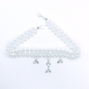 Dog Bones Necklace With Pearl And White Multifaceted Beads